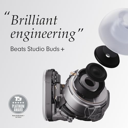 Beats Studio Buds + (2023) – True Wireless Noise Cancelling Earbuds, Enhanced Apple & Android Compatibility, Built-in Microphone, Sweat-Resistant Bluetooth Headphones, Spatial Audio – Transparent