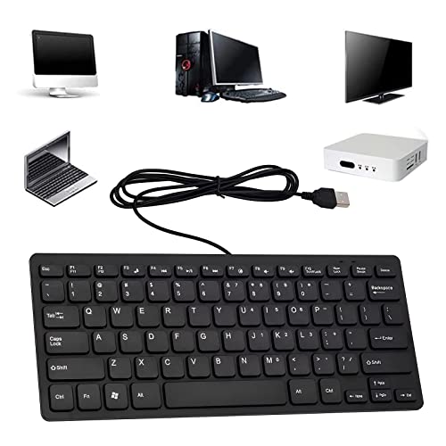 OHHXGK USB Wired Mini Keyboard, Slim Ergonomic Keyboard Small Compact Simple Wired Business Keyboard for Laptop and Desktop Computer, Plug and Play Small USB Keyboard