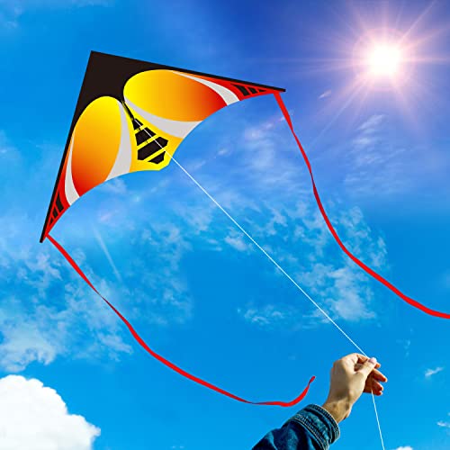 HONBO Delta Kite for Kids & Adults, Extremely Easy to Fly Kite, Best Kite for Beginner (Orange)