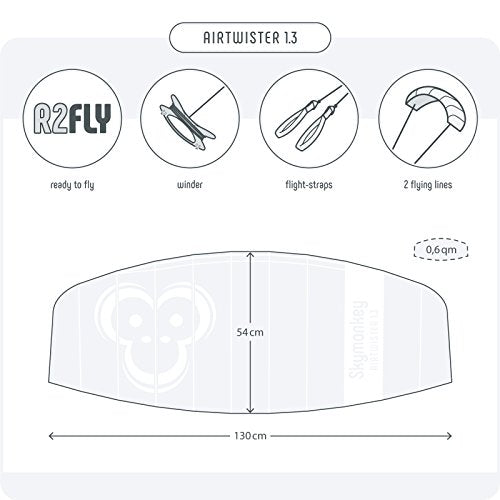 Skymonkey Airtwister 1.3 parafoil with flight straps Ready 2 Fly- 130 cm [green-yellow]