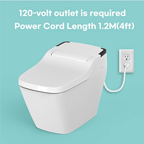 VOVO STYLEMENT TCB-090SA Smart Bidet Toilet for bathrooms, Elongated One Piece Toilet with Auto Open/Close Lid, Auto Dual Flush, Heated Seat, UV LED Made in Korea - Floor Drain