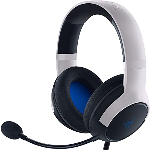 Razer Kaira X - Wired Headset for Playstation 5 (TriFroce 50 mm Drivers, HyperClear Cardioid Mic, Flowknit Memory Foam Ear Cushions, Mic Mute Button, Volume Slider) Black-White