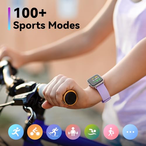 Smart Watch (Answer/Make Calls) with Alexa Built-in, 1.8" Touch Screen Smartwatch for Heart Rate Sleep SpO2 Monitor, 5ATM Waterproof, 100+ Sports Modes, Calorie/Step Counter for iOS Android Phone