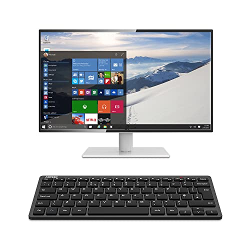 Arteck 2.4G Wireless Keyboard Ultra Slim and Compact Keyboard with Media Hotkeys for Computer Desktop PC Laptop Surface Smart TV and Windows 11/10/8/7, Black