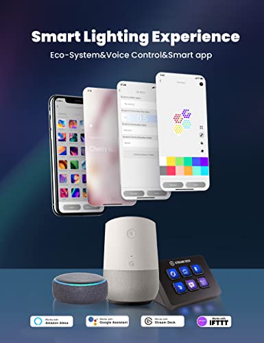Cololight Hexagon Led Lights Voice App-Controlled, Work with Alexa, Google Home, Color Changing Night Lights, Pro Starter Kit for Gaming Setup Home Decoration (3-pc pro Starter kit)