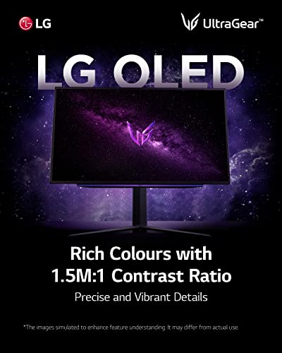 LG UltraGear 27GR95QE - 27 inch OLED Gaming Monitor QHD (2560 x 1440), 240Hz Refresh Rate, 0.03ms (GtG) Response Time, Anti-glare, AMD FreeSync Premium, NVIDIA G-SYNC Compatible, HDMI 2.1