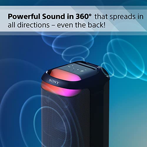 Sony SRS-XV800 - Wireless Party Speaker with Powerful 360° Sound and MEGA BASS - 25 hours Battery Life, Portable, for Indoor and Outdoor, Lighting, Karaoke - Black