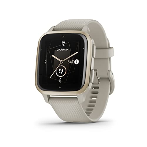 Garmin Venu Sq 2 Music GPS Smartwatch with All-day Health Monitoring, French Grey and Cream Gold