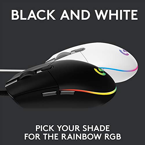 Logitech G203 LIGHTSYNC Gaming Mouse with Customizable RGB Lighting, 6 Programmable Buttons, Gaming Grade Sensor, 8K DPI Tracking, Lightweight - Black