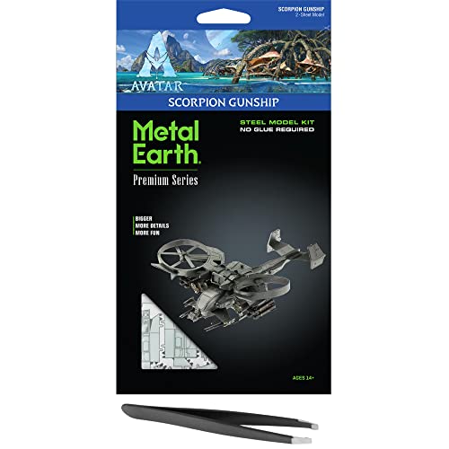 Fascinations Metal Earth Premium Series Avatar 2 Scorpion Gunship 3D Metal Model Kit Bundle with Tweezers