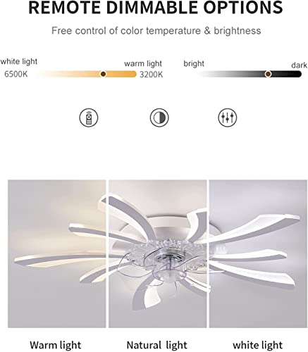 Becailyer 30.7" Modern Ceiling Fan with Lights, 52W Dimmable Remote Control Ultra Quiet Smart LED Ceiling Fan Lighting 3-Color 6-Level Wind Speed Electric Fan for Bedroom Kitchen, White