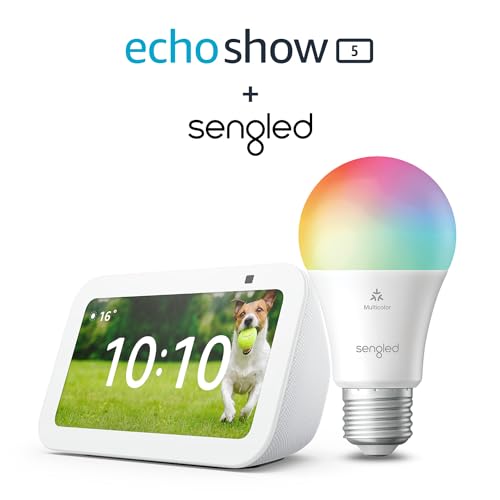 Echo Show 5 (3rd generation) | White + Sengled LED Smart Light Bulb (E27), Works with Alexa - Smart Home Starter Kit