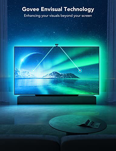 Govee Envisual LED TV Backlight T2 with Dual Cameras, DreamView RGBIC Wi-Fi Double TV Lights Beads for Adapts to Ultra-Thin 55-65 inch TVs, Smart App Control, Music Sync