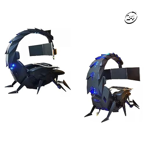 CSTAL Adjustable Swivel Gaming Chair, Racing Simulator E-Sports Chair, Ergonomic Computer Cockpit Chair, Can Hang 5 Screens with LED Lights