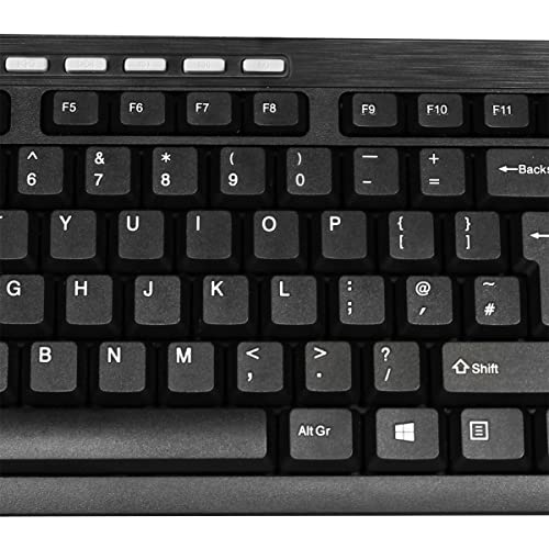 Combrite Wired Keyboard and Mouse Set, Full Size UK Layout Keyboard, Spill Resistant, Dedicated Multimedia Shortcut Keys, Comfort Optical Mouse, for Desktop PC, Laptop Computers, Black