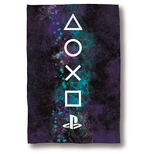 PlayStation Fleece Blanket Bed Throw | Nebula Controller Icons Design | Super Soft Blanket | Perfect for Any Bedroom, 100 x 150cm