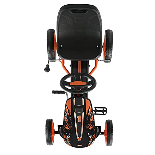 Hauck Speedster Pedal Go Kart, Orange - for Children 4-8 Years, Up to 50 kg, Handbrake, 3 Seat Adjustments