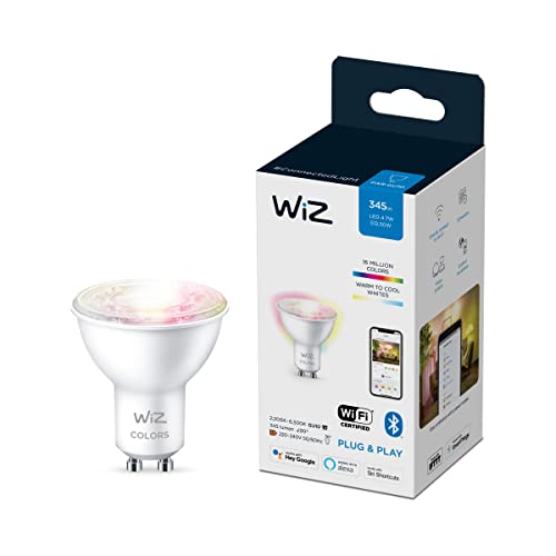WiZ Colour [GU10 Spot] Smart Connected WiFi Light Bulb. 50W Colour and White Light, App Control for Home Indoor Lighting, Livingroom, Bedroom.