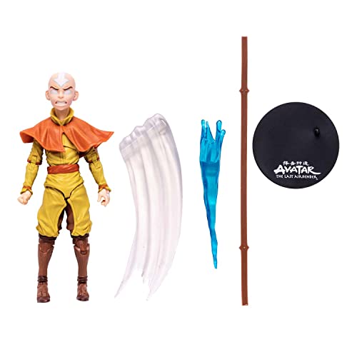 McFarlane Toys, Avatar the Last Airbender 7-inch Gold Label Aang Action Figure with 22 Moving Parts, Collectible Figure with Accessories and Collectors Stand Base – Ages 12+