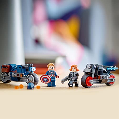 LEGO 76260 Marvel Black Widow and Captain America Motorcycles, Avengers Age of Ultron Set with 2 Superhero Motorbike Toys for Kids, Boys, Girls Aged 6 and Up