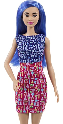 Barbie Scientist Doll (12 inches), Blue Hair, Color Block Dress, Lab Coat & Flats, Microscope Accessory, Great Gift for Ages 3+