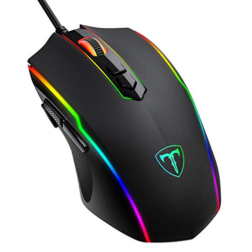 RGB Gaming Mouse Wired,Vollion PC Gaming Mice with 8 Programmable Buttons,Chroma RGB Backlit, 7200 DPI Adjustable,Comfortable Grip Ergonomic Optical Computer Gaming Mice with Shutton Button,Black