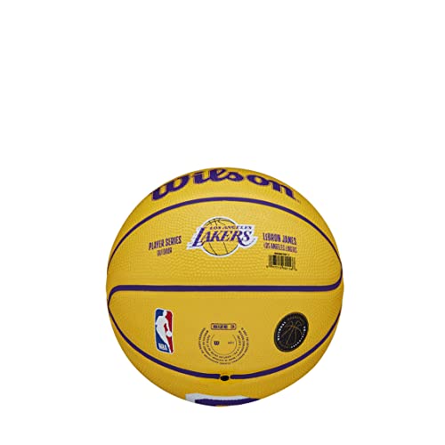 Wilson Basketball, NBA Player Icon Mini, LeBron James, Los Angeles Lakers, Outdoor and indoor, Size: 3, Yellow/Purple