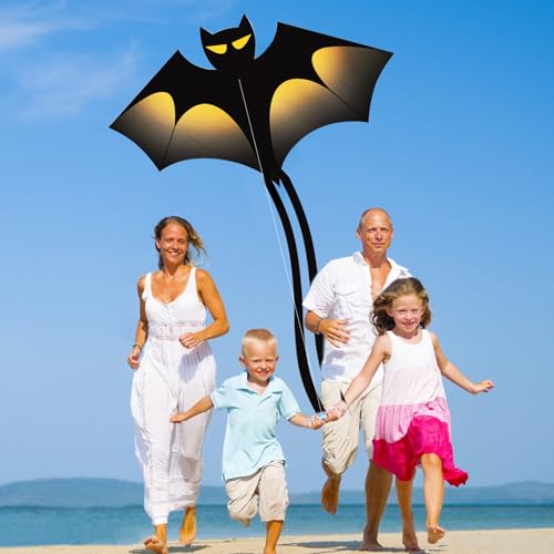 Hymaz Bat Kite - Huge Delta Kites for Kids Adults Easy to Fly Kite for Beginners Outdoor Game, Beach, Park Activities Great Christmas Halloween Gift to Kids Childhood Precious Memories