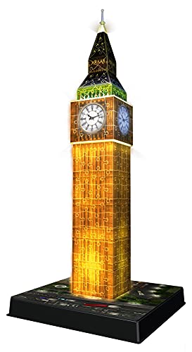 Ravensburger Big Ben 3D Jigsaw Puzzle for Adults and Kids Age 8 Years Up - Night Edition with LED Lighting - 216 Pieces - No Glue Required