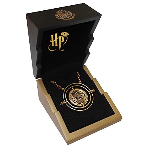 The Noble Collection Harry Potter Hermione’s Time Turner Gold Plated Sterling Silver - Pendant with 18" Chain & Display Box - Officially Licensed Film Movie Props