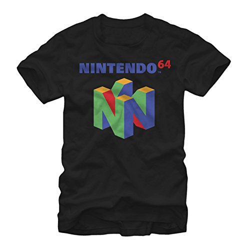 Nintendo Men's N64 Logo Short Sleeve T-Shirt, Black, Medium