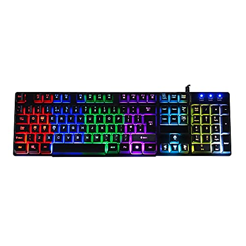 CiT Builder RGB Gaming Keyboard, 7 Colour LED Backlight, Anti-Ghosting, Gaming Functions, Compatible For Windows & Mac, USB Connection, UK Layout | Black