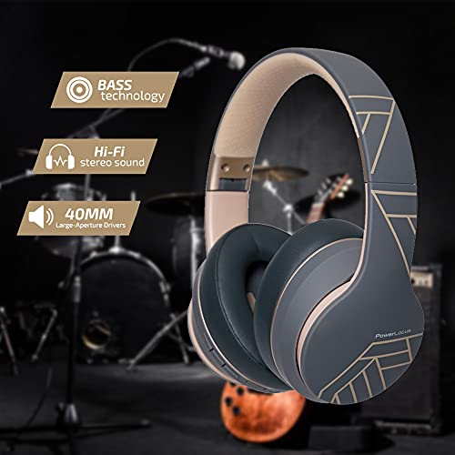 PowerLocus P6 Bluetooth Headphones Over Ear, Wireless Headphones, Super Bass Hi-Fi Stereo Sound, 40Hrs Battery Life,Soft Earmuffs, Headphones with Mic, Voice Assistant for iPhone,Android,Laptops,PC,TV