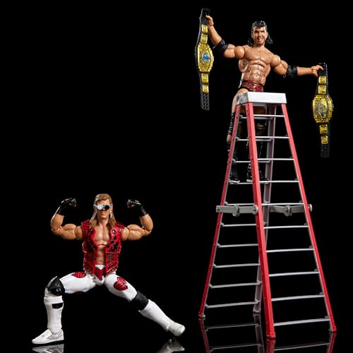 WWE Elite Action Figures & Accessories, Wrestlemania X Ladder Match Collectible Set with Shawn Michaels & Razor Ramon