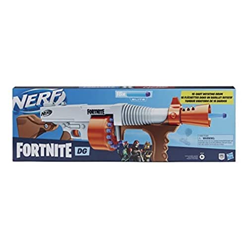 Nerf Fortnite DG Dart Blaster – 15-Dart Rotating Drum, Pump Action, 15 Official Nerf Darts, Inspired by Blaster Used in Fortnite Video Game