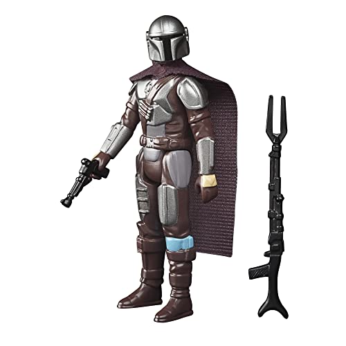 Star Wars Hasbro Retro Collection The Mandalorian (Beskar) Toy 9.5-cm-Scale The Mandalorian Collectible Action Figure, Accessories, Multicolor, F4456