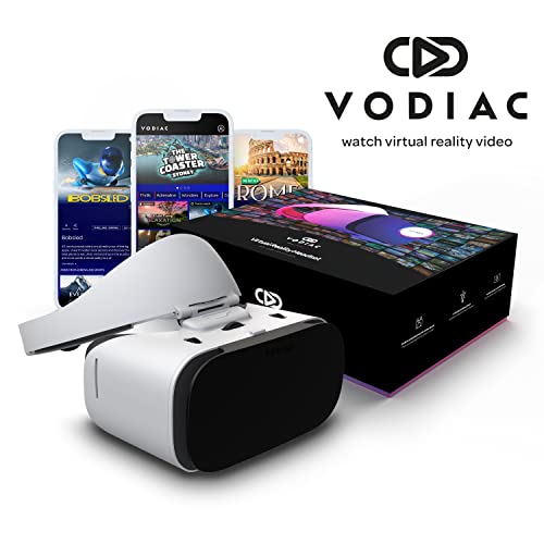 Vodiac VR - Virtual Reality Goggles, 75 Free VR Videos & More via The Vodiac in-App Streaming Service. Powered by Your Smartphone iPhone Android Compatible