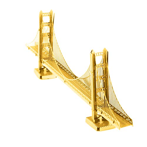 Metal Earth Golden Gate Bridge Gold Version 3D Metal Model Kit Bundle with Tweezers Fascinations