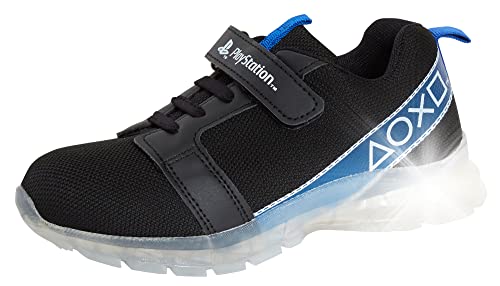 PlayStation Sony Boys Light Up Trainers Kids Gaming Flashing Lights Sports Shoes for Gamers Black 1 UK
