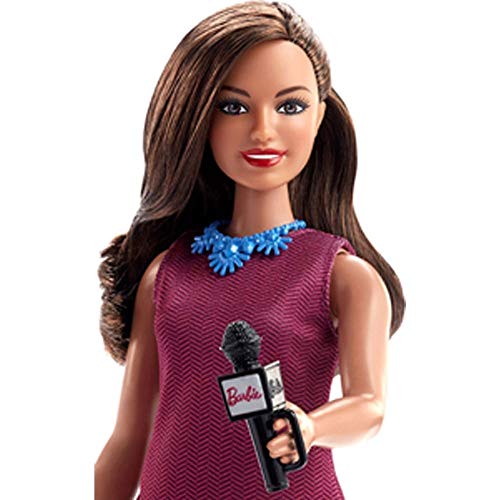 Barbie GFX27 Career 60th Doll, I Can Be a Journalist, Curvy Doll with Microphone, Brunette