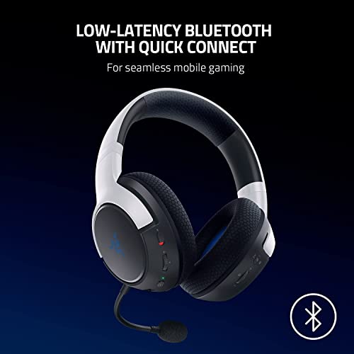 Razer Kaira X - Wired Headset for Playstation 5 (TriFroce 50 mm Drivers, HyperClear Cardioid Mic, Flowknit Memory Foam Ear Cushions, Mic Mute Button, Volume Slider) Black-White