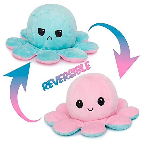 315 Supplies Plush Octopus Toy Double-Sided Flip Reversible Soft Stuffed for Girls Boys Kids Friends, Emotion Perfect for Playing & Expressing Mood (Single Pack)