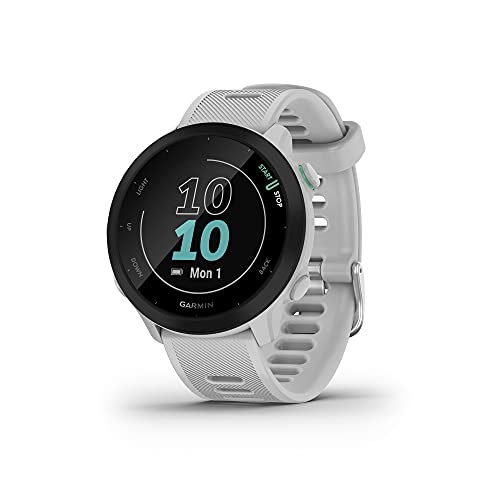 Garmin Forerunner 55 Easy to Use Lightweigh GPS Running Smartwatch, Running and Training Guidance, Safety and Tracking Features included, White