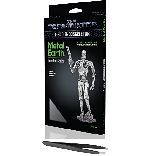 Metal Earth Fascinations Premium Series The Terminator T-800 Endoskeleton 3D Metal Model Kit Bundle with Tweezers