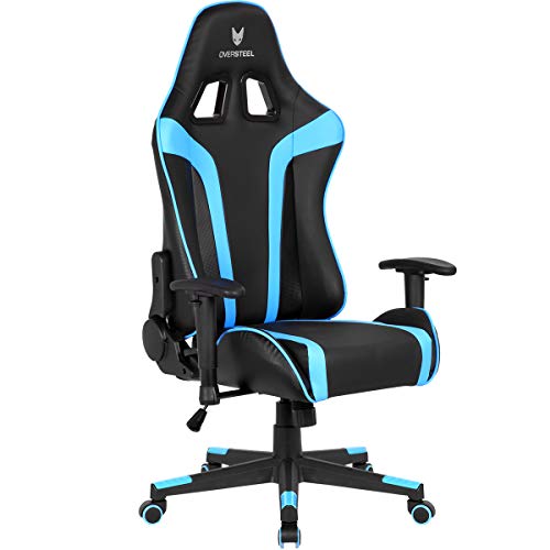 Oversteel - ULTIMET Professional Gaming Chair Leatherette, 2D Armrests, Height Adjustable, Reclining Backrest 180º, Gas Piston Class 3, Up to 120Kg, Blue