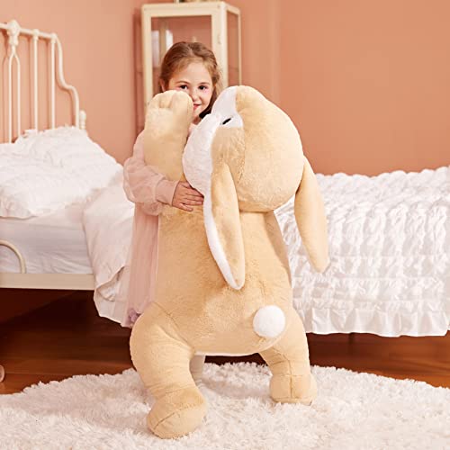 IKASA Giant Rabbit Stuffed Animal Plush Toys - Bunny Soft Toy Large Cute Huge Big Size Jumbo Kawaii Fluffy Plushy Fat Oversized Plushie - Gifts for Kids Girls (78cm, Light Brown)