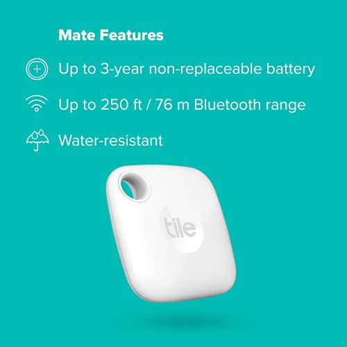 Tile Mate (2022) Bluetooth Item Finder, 1 Pack, 60m finding range, works with Alexa & Google Home, iOS & Android Compatible, Find your Keys, Remotes & More, White