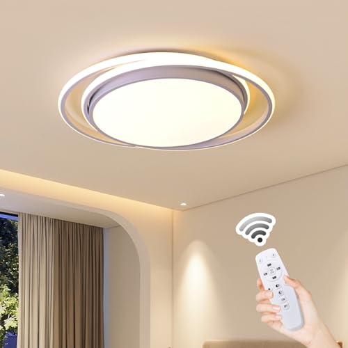 Naroume Modern Smart LED Ceiling Lights Dimmable LED Ceiling Lamp with Remote Control Acrylic Flush Mount Ceiling Lighting Fixtures for Living Room Kitchen Dining Room (6-55) x2W