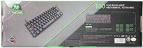 UK Layout 60% Percent Gaming Mechanical Keyboard, 62-Key Ultra-Compact Brown Switches Wired Office Mixed-Colored Keyboard with ABS keycaps, 19 RGB Backlight Modes for Computer/Laptop-milkshake