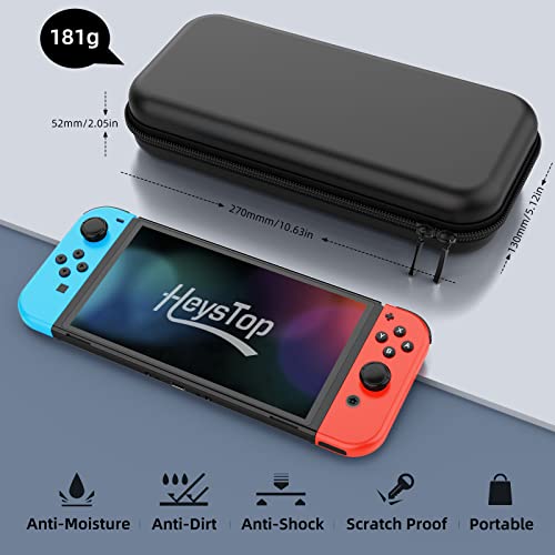 HEYSTOP Case Compatible with Nintendo Switch Carry Case Pouch with Switch Cover Case HD Switch Screen Protector Thumb Grips Caps for Nintendo Switch Console Accessories